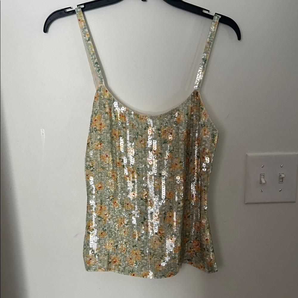 Ralph Lauren Sequined Floral Cami Tank Top